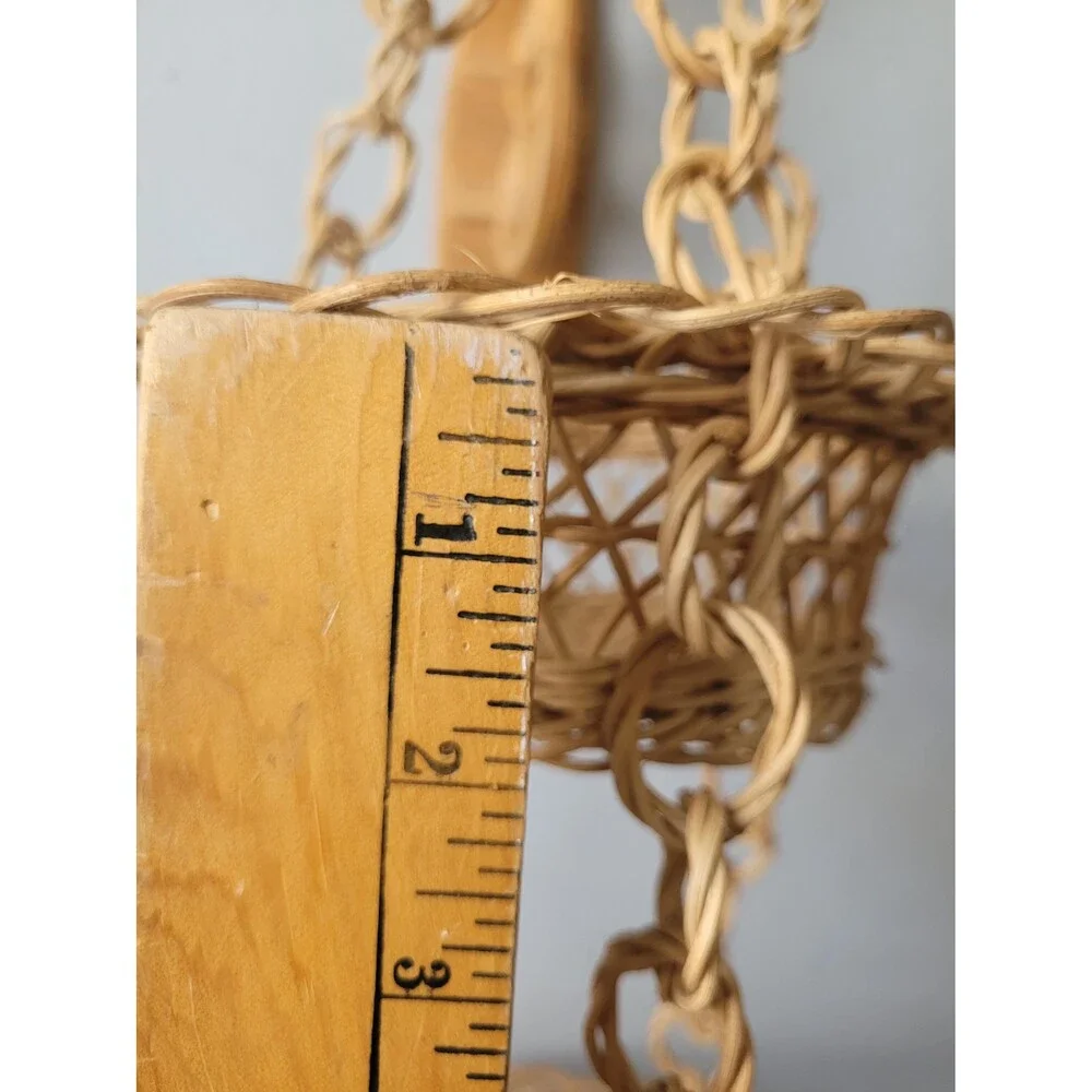 Vintage Handwoven Rattan Hanging Basket 3-Tier Organizer